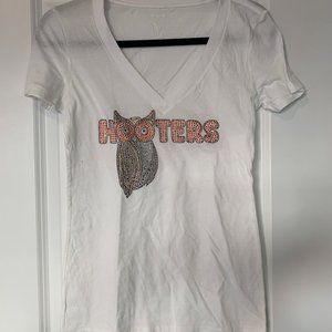 ONE OF A KIND! Bedazzled Hooters Vneck